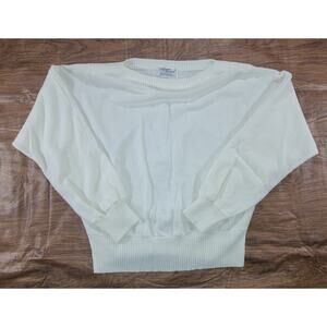 Vintage 70's Gemini Collection Womens LG Knit Sweater Ivory Crew Dolman Sleeve